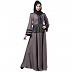 Polka dotted designer abaya- Grey Polka dotted designer abaya- Grey